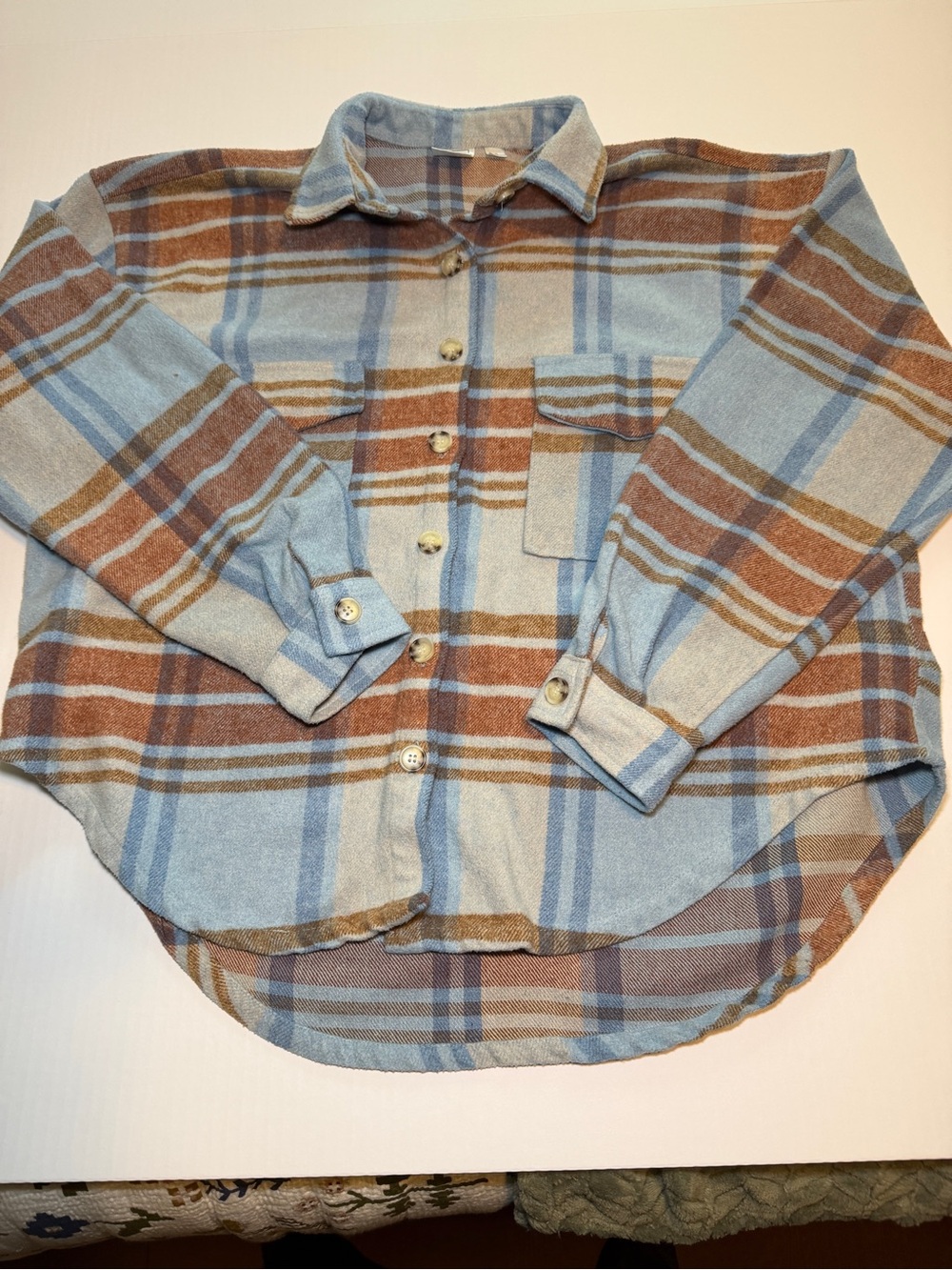Ford Light Blue and Brown Plaid Button-Down Shirt